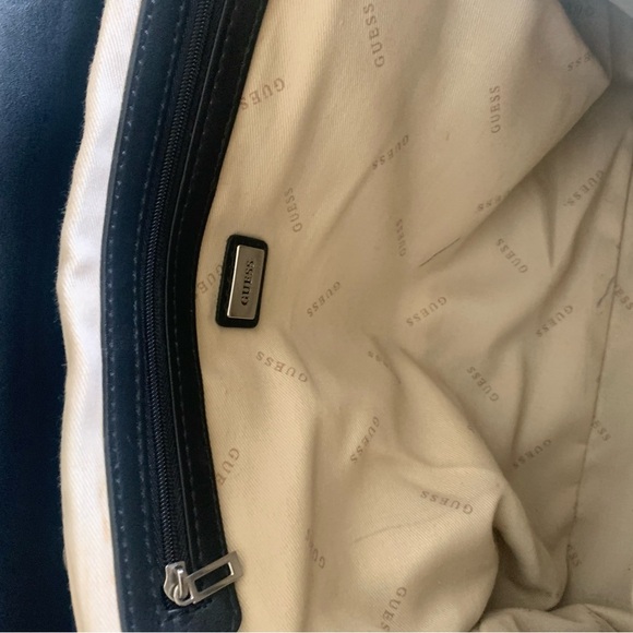 Guess Quilted Denim Blue Shoulder Bag or handle with Geometric Design - Picture 10 of 10